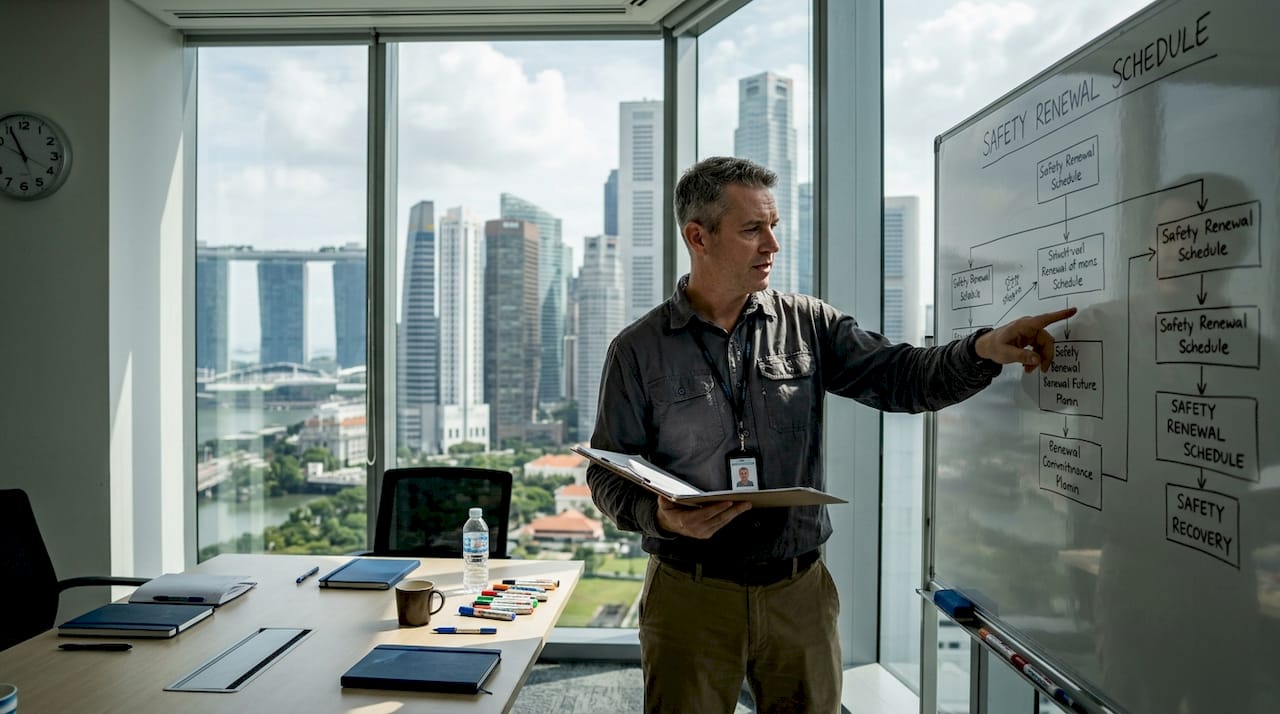 Safety manager leads training session in office