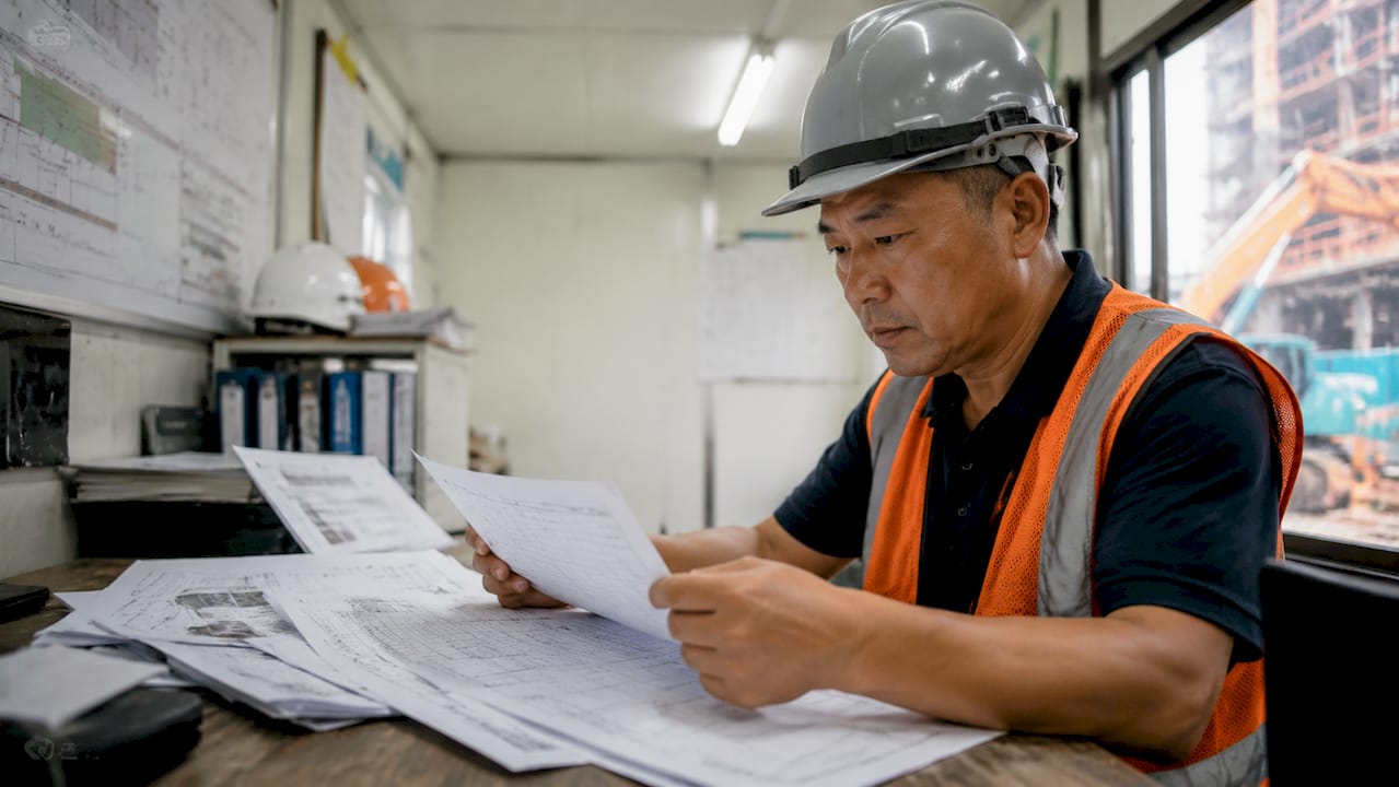 Man reviewing BizSAFE Level 3 checklist outdoors