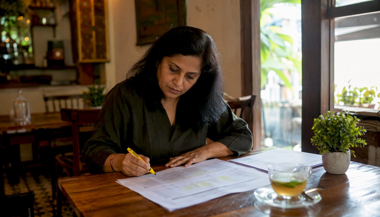 Woman reviewing QESH consultancy alternatives papers