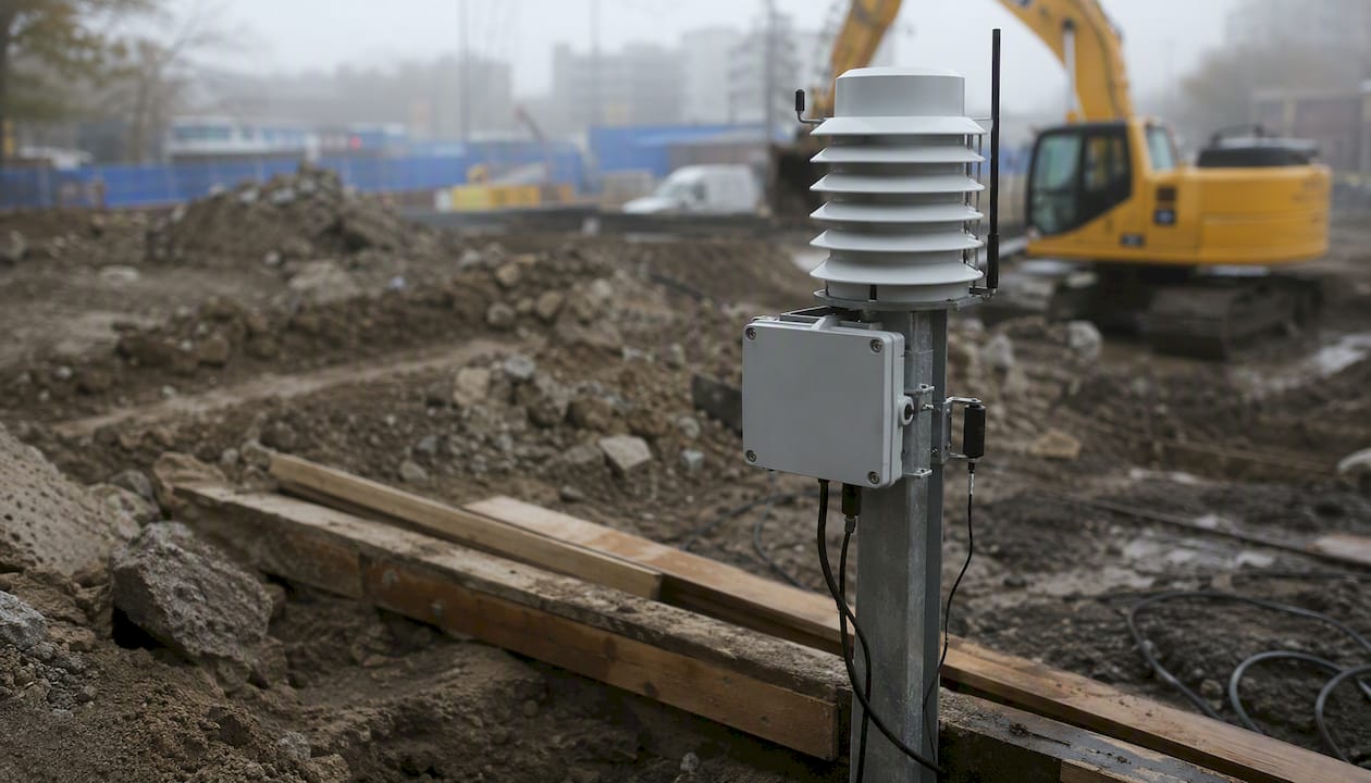 Environmental monitoring device on construction site