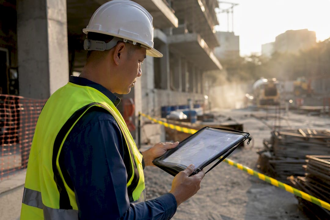 Permit to work displayed at construction site