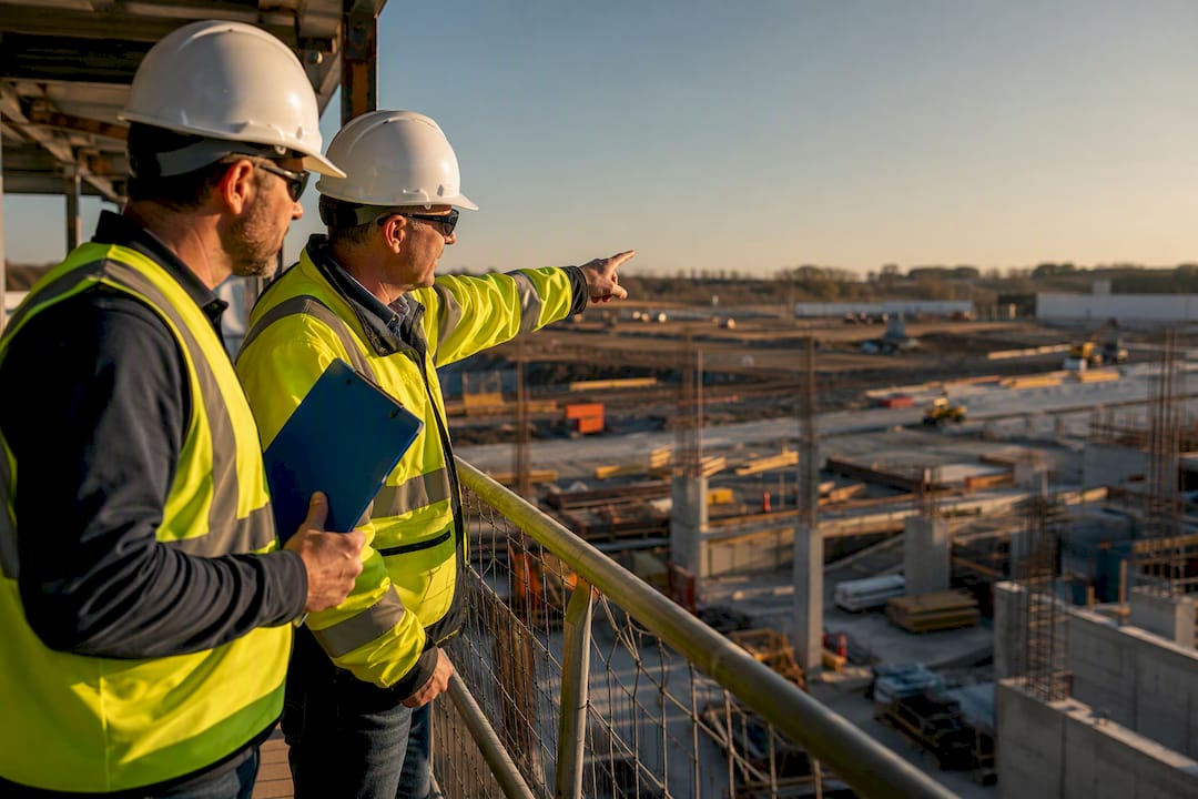 Auditor observing construction site operations