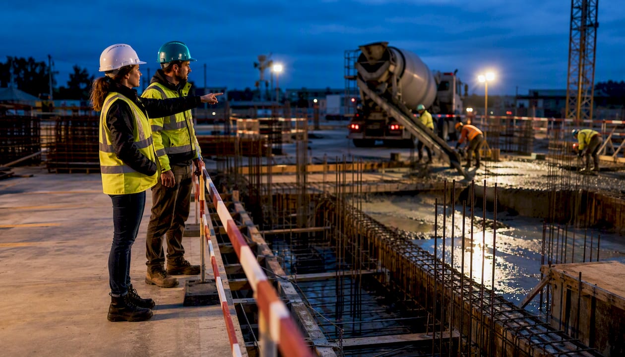 Auditor inspecting a construction concrete pour
