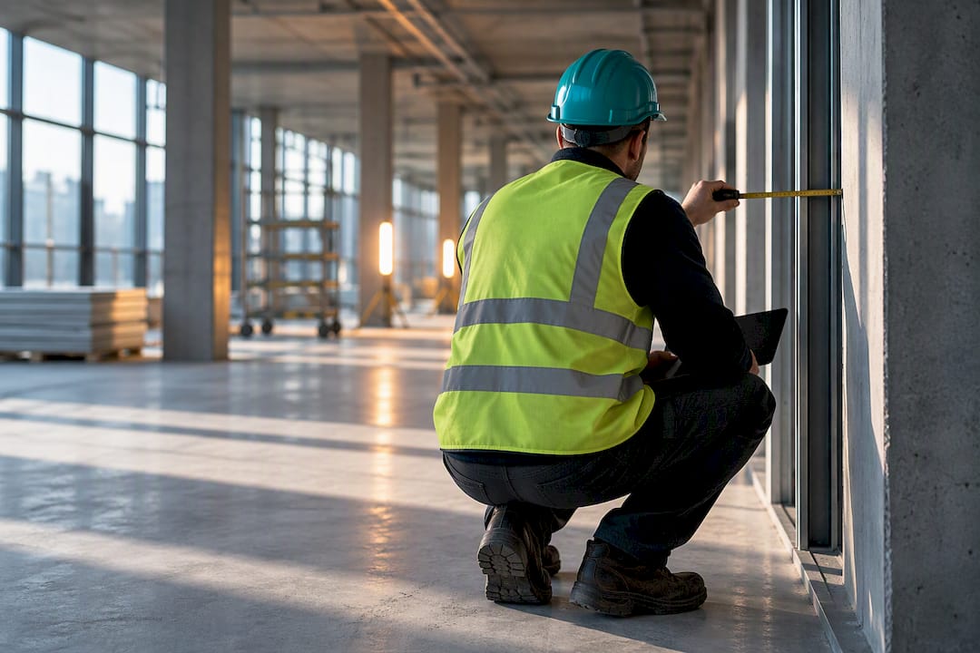 Construction manager inspecting site quality improvements