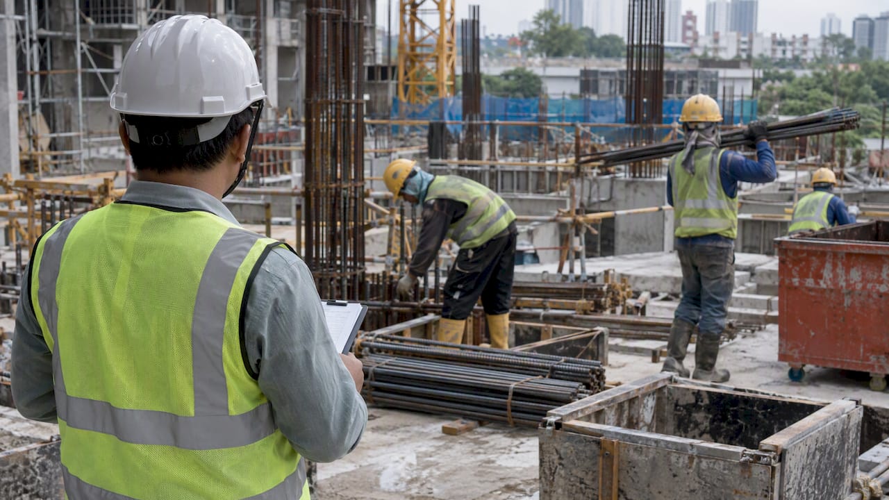 Safety officer observing worksite practices