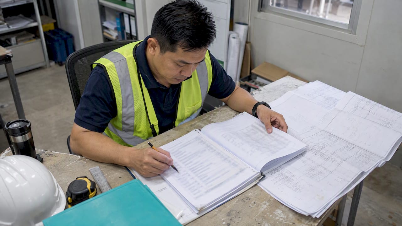 Engineer reviewing an inspection test plan